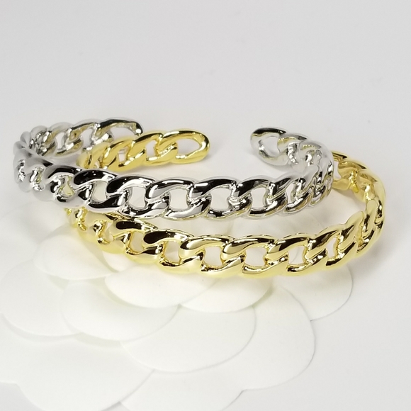 NEW Chain Links Open Cuff Bracelet Bangle - Picture 2 of 9